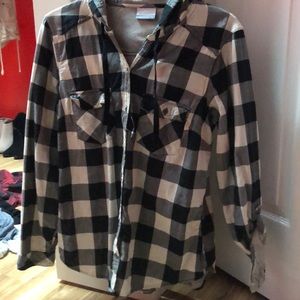 Columbia plaid button up hoodie